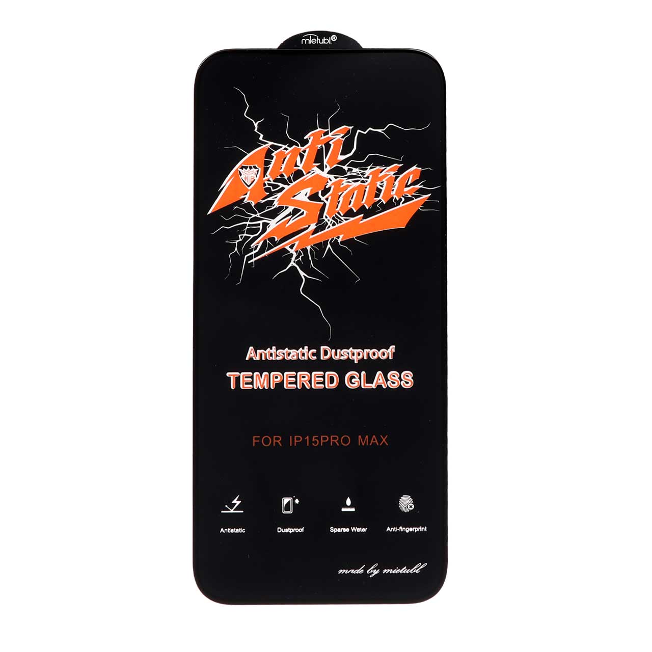 محافظ صفحه نمایش شیشه ای Apple iPhone 15 Pro Max - Full Cover Anti Static Mietubl (بدون پک) - مشکی